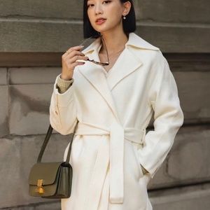 NWT Petite Studio Morgan Wool Coat Cream/White